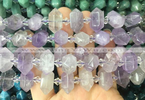 CBBS194 Centre drilled 7*16mm - 11*25mm hexahedral prism lavender amethyst beads wholesale