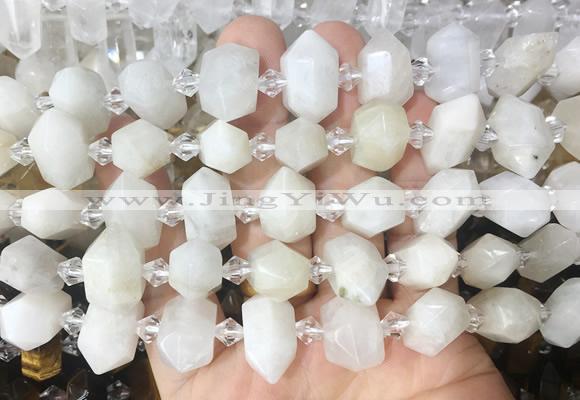 CBBS199 Centre drilled 7*16mm - 11*25mm hexahedral prism moonstone beads wholesale