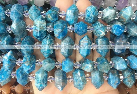 CBBS202 Centre drilled 7*16mm - 11*25mm hexahedral prism apatite beads wholesale