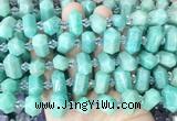 CBBS203 Centre drilled 7*16mm - 11*25mm hexahedral prism amazonite beads wholesale