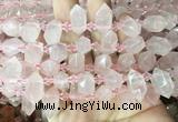 CBBS208 Top drilled 7*16mm - 11*25mm hexahedral prism rose quartz beads wholesale CBBS208 Top drilled 7*16mm - 11*25mm hexahedral prism rose quartz beads wholesale