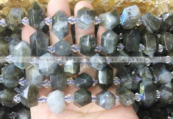 CBBS221 Top drilled 7*16mm - 11*25mm hexahedral prism labradorite beads wholesale