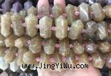 CBBS42 15 inches 12*25mm - 14*28mm hexahedral prism quartz beads