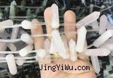 CBBS85 15 inches 8*30mm - 8*32mm hexahedral prism rose quartz beads