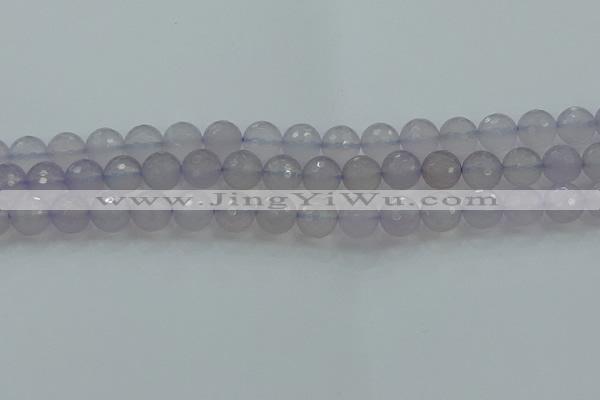 CBC438 15.5 inches 12mm faceted round purple chalcedony beads