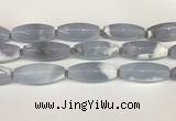 CBC783 15.5 inches 18*45mm rice blue chalcedony beads