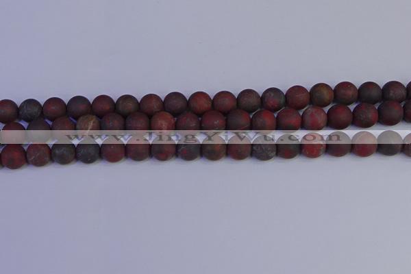 CBD363 15.5 inches 10mm round matte poppy jasper beads wholesale