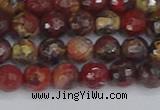 CBD369 15.5 inches 6mm faceted round brecciated jasper beads