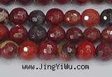 CBD376 15.5 inches 6mm faceted round poppy jasper beads