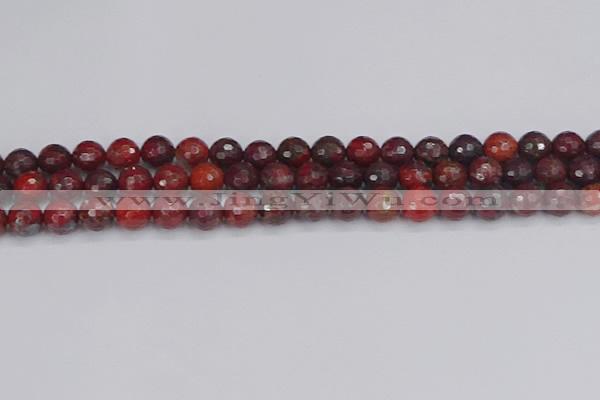 CBD377 15.5 inches 8mm faceted round poppy jasper beads