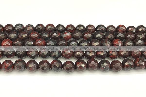 CBD392 15 inches 10mm faceted round brecciated jasper beads