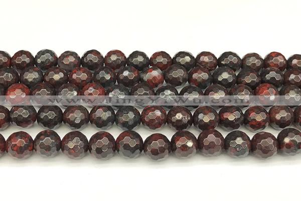 CBD393 15 inches 12mm faceted round brecciated jasper beads