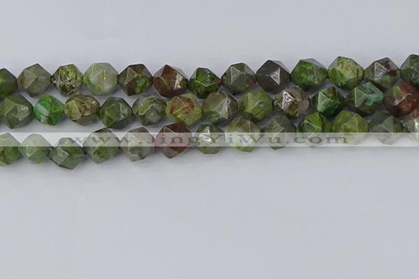 CBG111 15.5 inches 12mm faceted nuggets bronze green gemstone beads