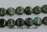CBG14 15.5 inches 10mm flat round bronze green gemstone beads