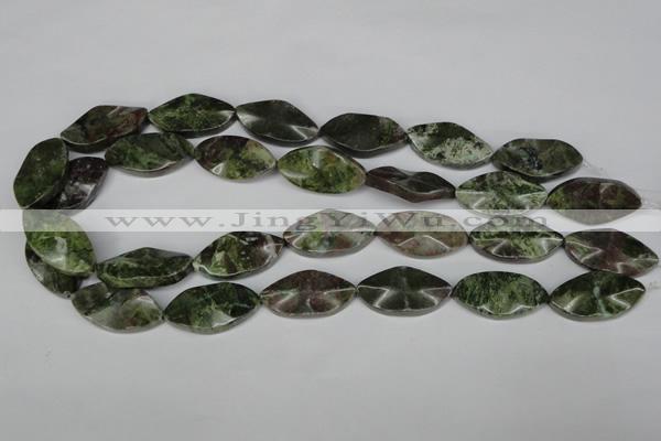 CBG71 15.5 inches 15*30mm wavy marquise bronze green gemstone beads