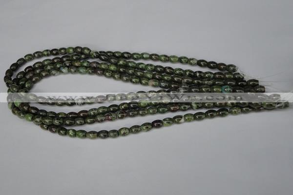 CBG78 15.5 inches 6*7mm rice bronze green gemstone beads