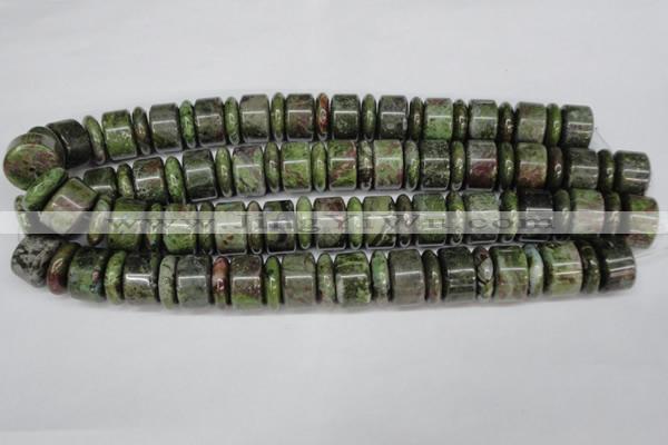 CBG82 15.5 inches 6*18mm & 11*18mm rondelle bronze green gemstone beads