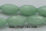 CBJ16 15.5 inches 12*22mm faceted rice jade beads wholesale