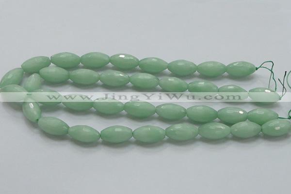 CBJ16 15.5 inches 12*22mm faceted rice jade beads wholesale