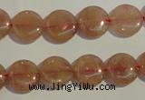 CBQ16 15.5 inches 12mm flat round strawberry quartz beads wholesale