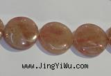 CBQ18 15.5 inches 16mm flat round strawberry quartz beads wholesale