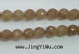 CBQ212 15.5 inches 8mm faceted round strawberry quartz beads
