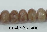 CBQ224 15.5 inches 10*16mm faceted rondelle strawberry quartz beads