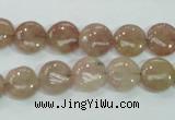 CBQ235 15.5 inches 10mm flat round strawberry quartz beads