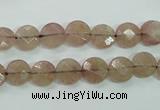 CBQ240 15.5 inches 8mm faceted coin strawberry quartz beads
