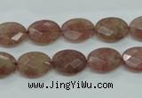 CBQ252 15.5 inches 10*14mm faceted oval strawberry quartz beads