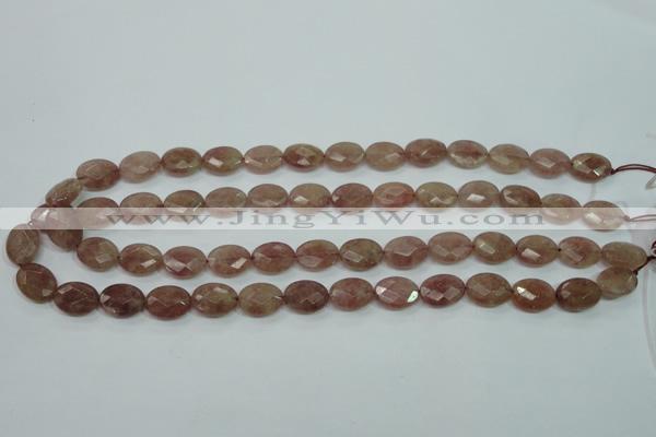 CBQ253 15.5 inches 12*16mm faceted oval strawberry quartz beads