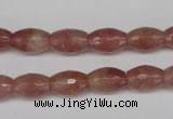 CBQ270 15.5 inches 8*12mm faceted rice strawberry quartz beads