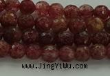 CBQ330 15.5 inches 4mm faceted round strawberry quartz beads
