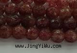 CBQ331 15.5 inches 6mm faceted round strawberry quartz beads
