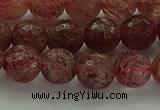 CBQ332 15.5 inches 8mm faceted round strawberry quartz beads