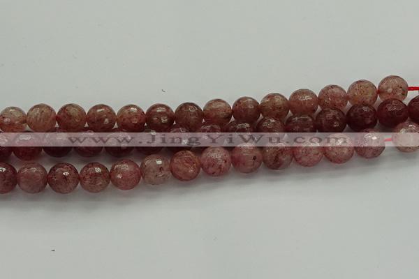 CBQ333 15.5 inches 10mm faceted round strawberry quartz beads
