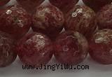 CBQ334 15.5 inches 12mm faceted round strawberry quartz beads