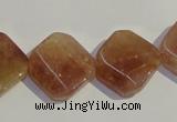 CBQ35 15.5 inches 18*18mm faceted diamond strawberry quartz beads