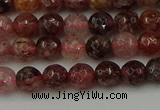 CBQ411 15.5 inches 6mm faceted round strawberry quartz beads