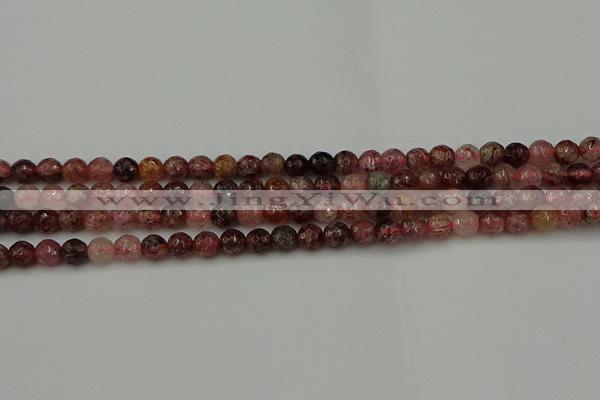 CBQ411 15.5 inches 6mm faceted round strawberry quartz beads