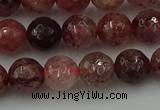 CBQ412 15.5 inches 8mm faceted round strawberry quartz beads