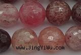CBQ415 15.5 inches 14mm faceted round strawberry quartz beads