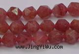 CBQ431 15.5 inches 6mm faceted nuggets strawberry quartz beads