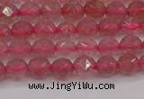 CBQ436 15.5 inches 6mm faceted nuggets strawberry quartz beads