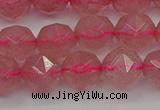 CBQ438 15.5 inches 10mm faceted nuggets strawberry quartz beads