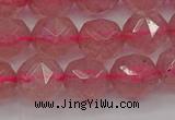 CBQ439 15.5 inches 12mm faceted nuggets strawberry quartz beads