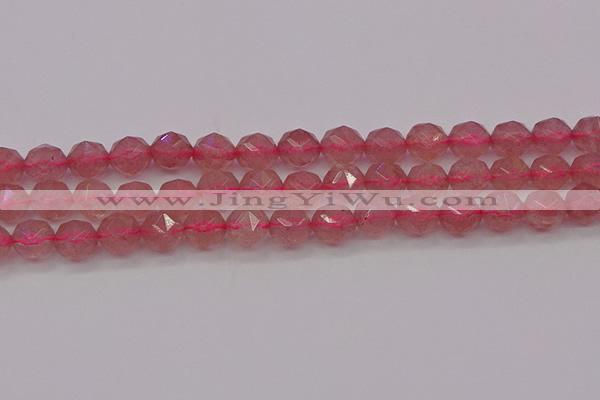CBQ439 15.5 inches 12mm faceted nuggets strawberry quartz beads
