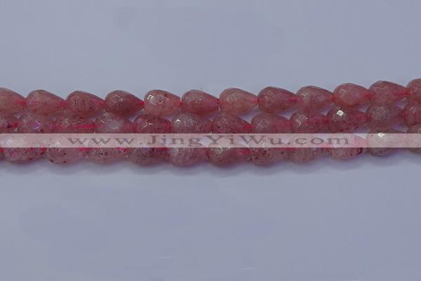 CBQ454 15.5 inches 12*16mm faceted teardrop strawberry quartz beads