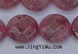 CBQ462 15.5 inches 16mm faceted coin strawberry quartz beads