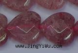 CBQ472 15.5 inches 18mm faceted heart strawberry quartz beads